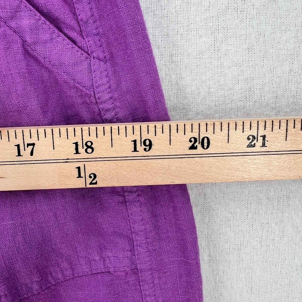 Enza Costa Pants Women Large Purple Linen Wide Leg High Rise Pocket Casual - Picture 14 of 16